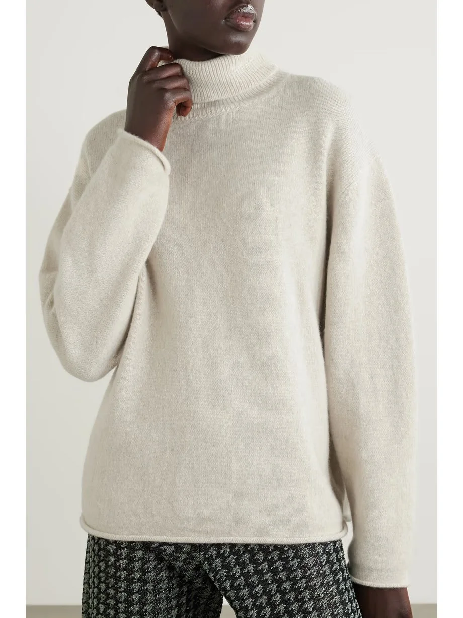 Roll-edge Turtleneck Sweater Mongolia Cashmere High Neck Classic